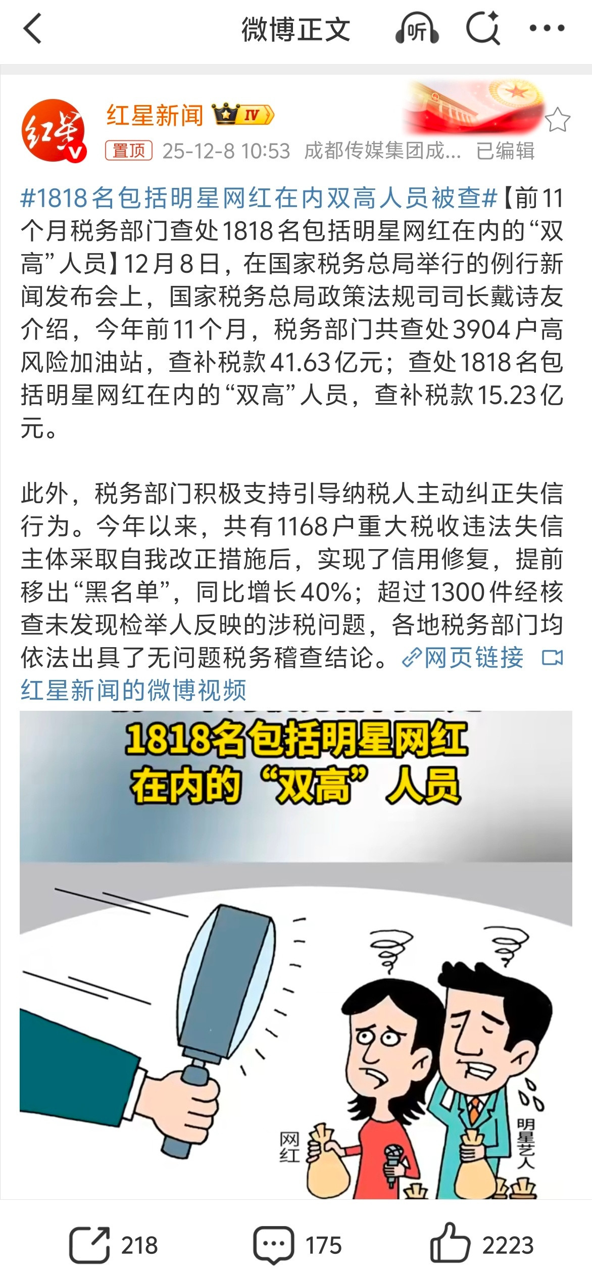 1818名包括明星网红在内双高人员被查为啥那些挣的多的人货行业反而不愿意缴税？今