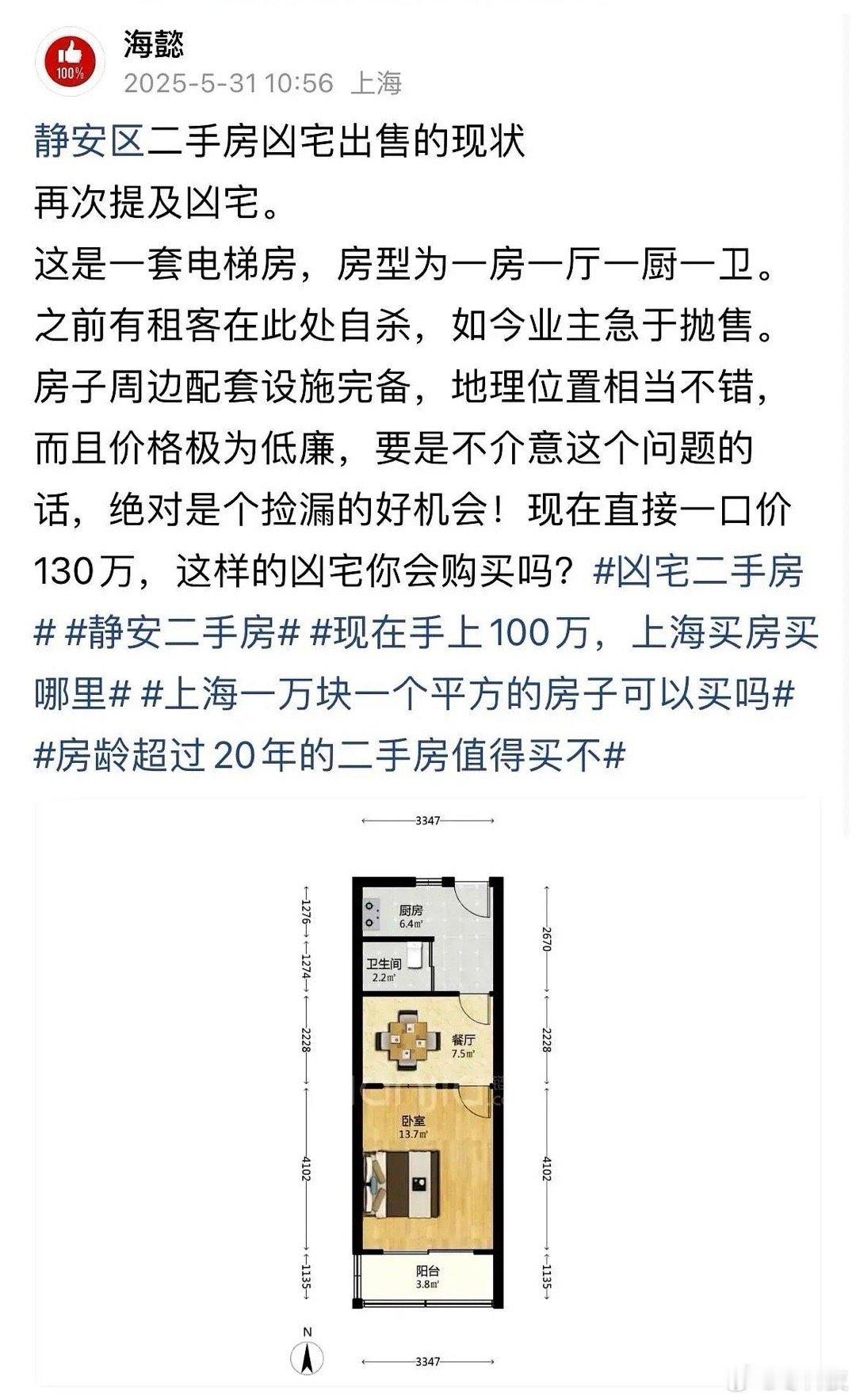 上海静安区这套凶宅绝了！挂牌三天，毛毛细雨里被年轻人当场刷卡128万拿下，后头还