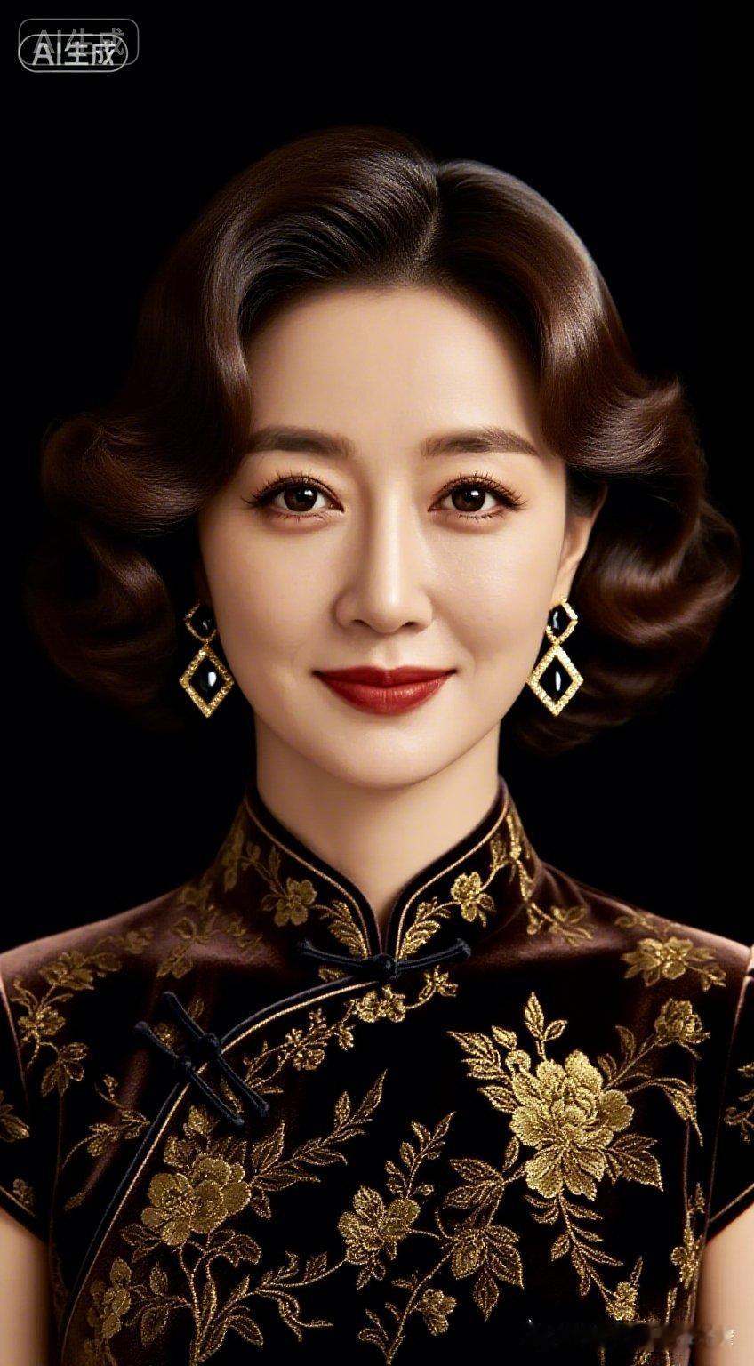 这是一位穿着旗袍的优雅女士。