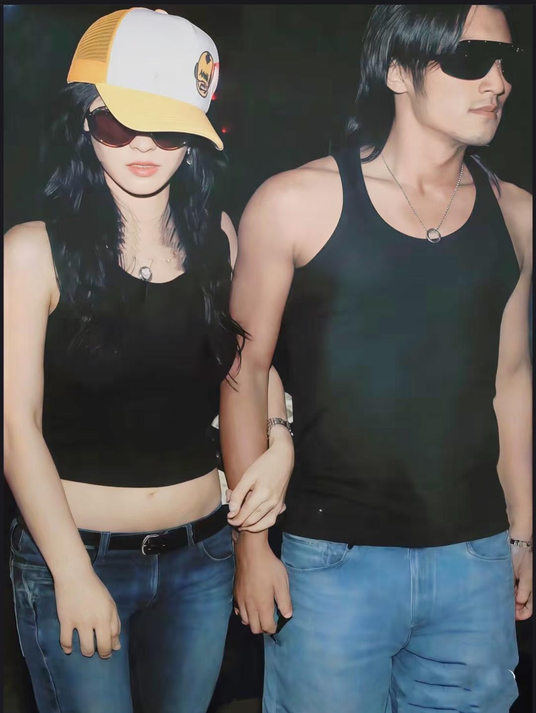 不得不说，张柏芝年轻时的穿搭真的又潮又敢穿，和谢霆锋站在一起，不管是颜值还是风格