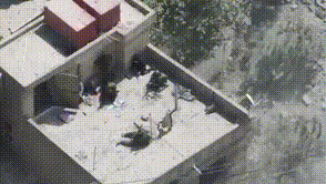 黎巴嫩南部宾特朱拜勒，以色列无人机拍到，6名真主党战士4月24日在与以色列军队的