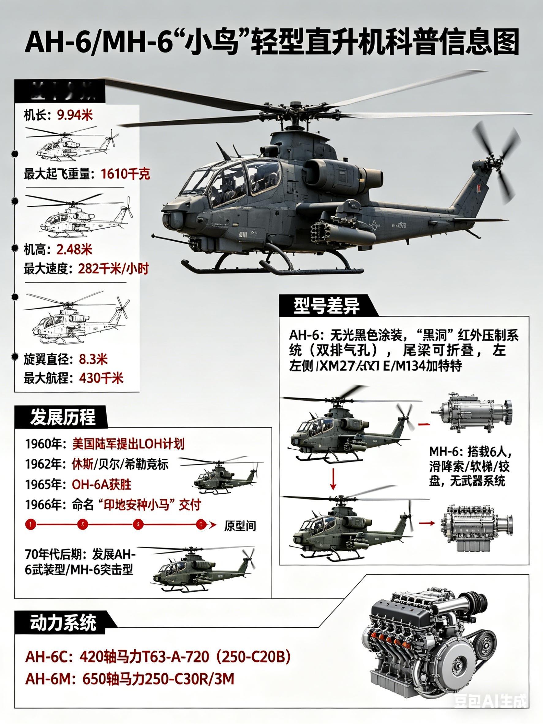 军事ai新视野AH-6/MH-6“小鸟”轻型直升机AH-6/MH-6“小鸟”（