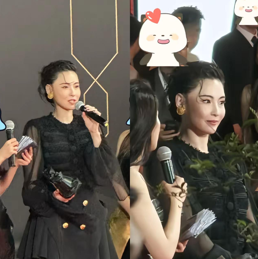 张柏芝刘嘉玲出席汽车发布会。张柏芝真是360度无死角美女，骨相太优越了，人到中年