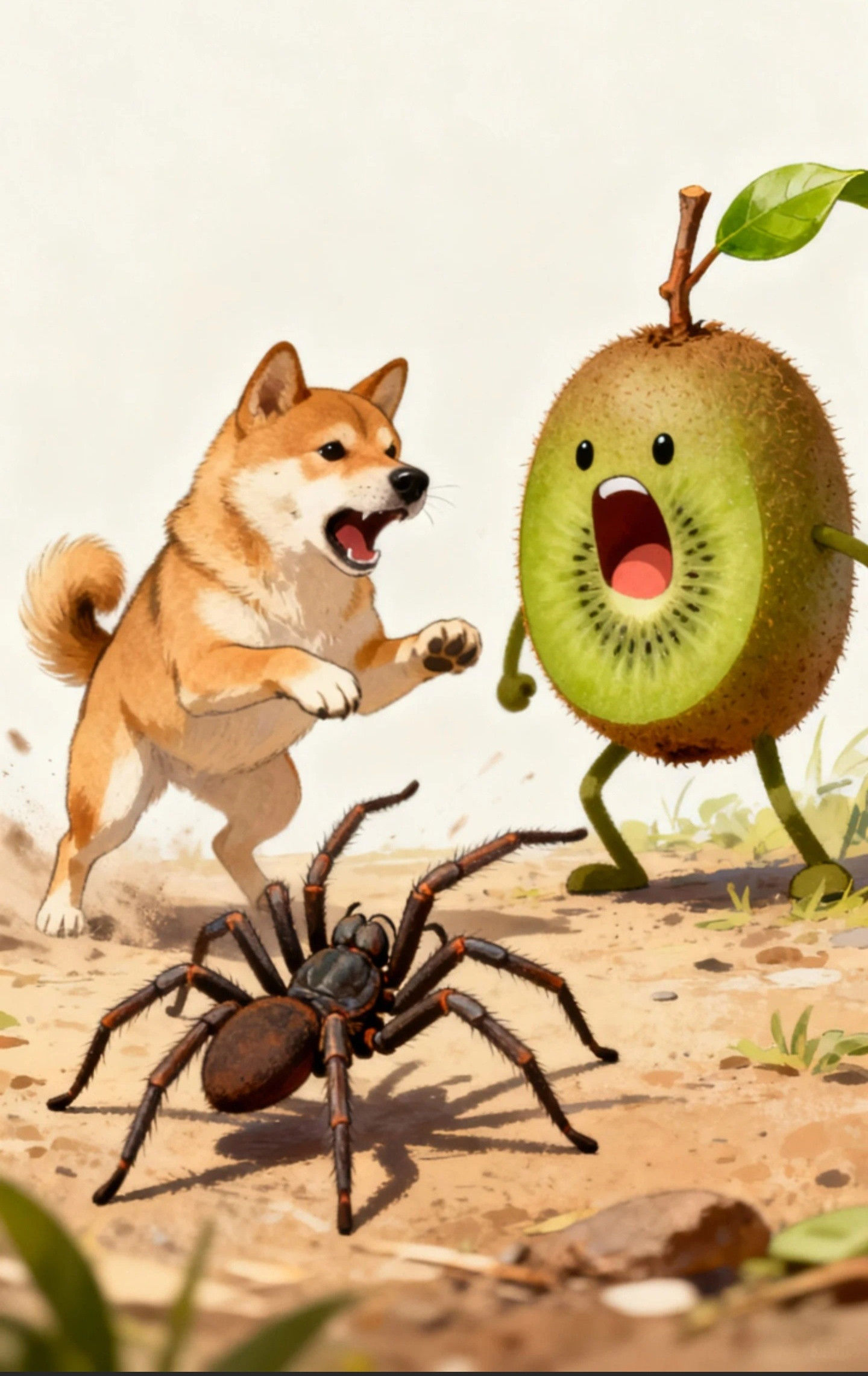 常华森请选择你的宠物情人天地剑心26集，土狗蜘蛛大战，果果在旁边呐喊助威。[笑c