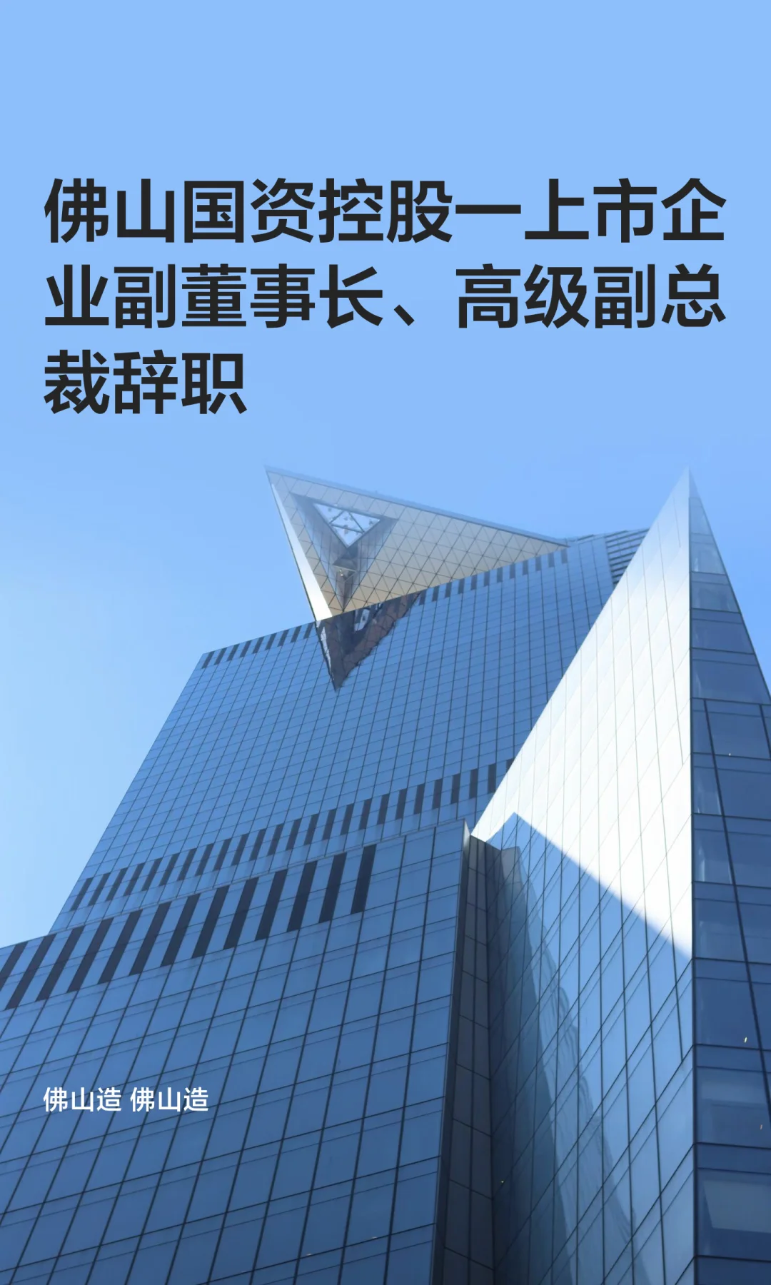 佛山国资控股一上市企业副董事长辞职