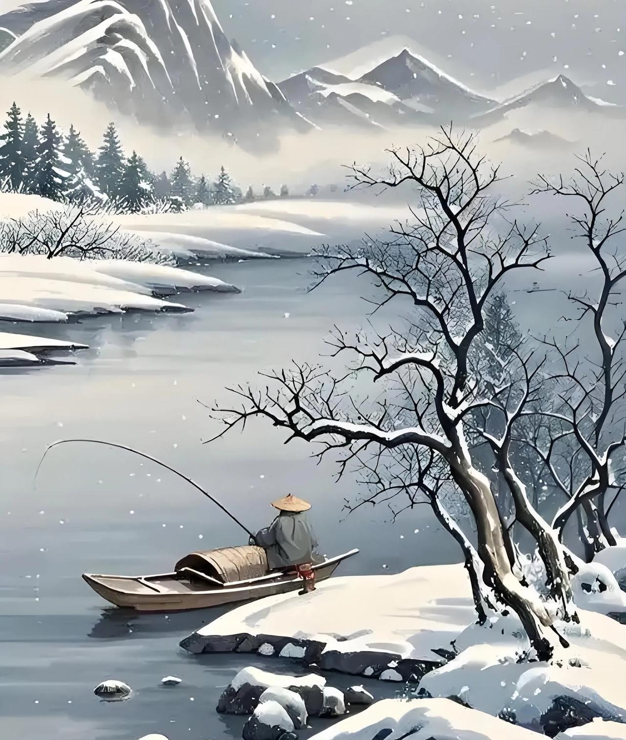江雪独舟钓残梦，沙洲缺月锁孤鸿。