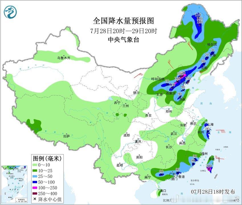 大雨还要下多久华北、东北过了今晚和明天，会迎来一段降水较少或较弱时段，然后等8