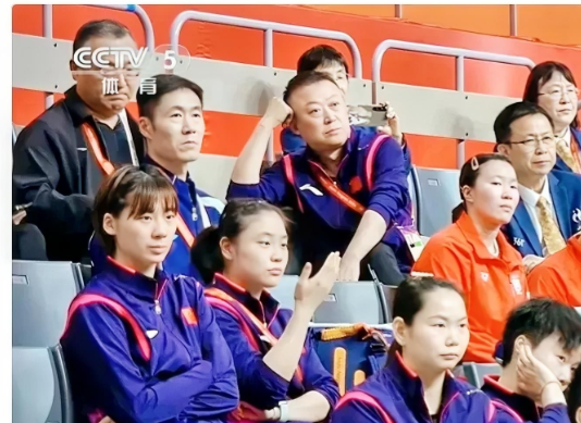 马琳太好笑了！ 女单决赛，莎莎和曼昱争冠时，马琳这个教练，也不指导，他翘着二