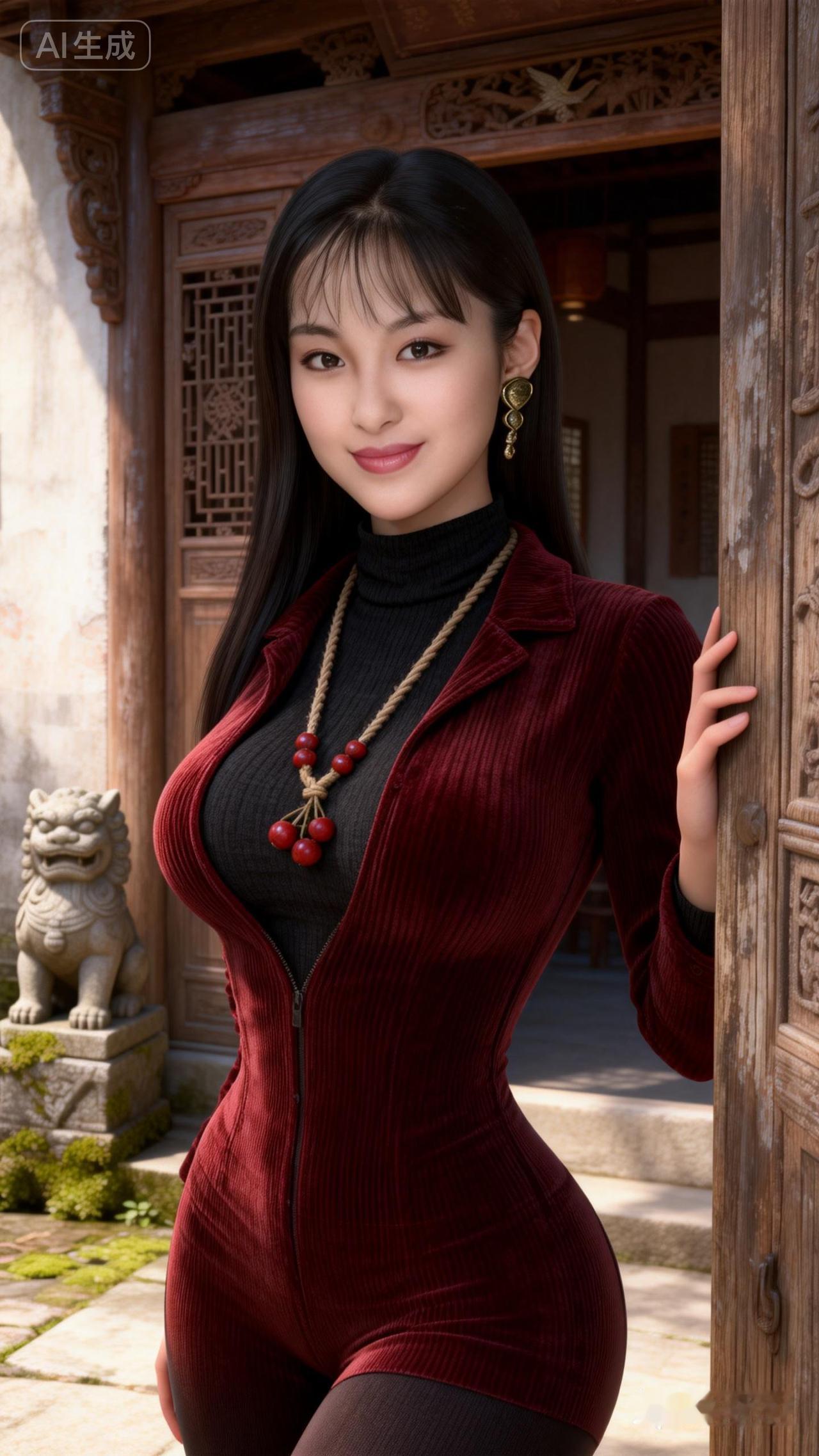 东方美人，古风韵韵，红衣飘逸，韵味十足