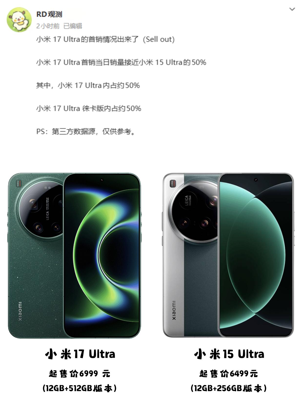 都想买徕卡版？17U首销居然只有15U销量一半从小米17Ultra首销数据看