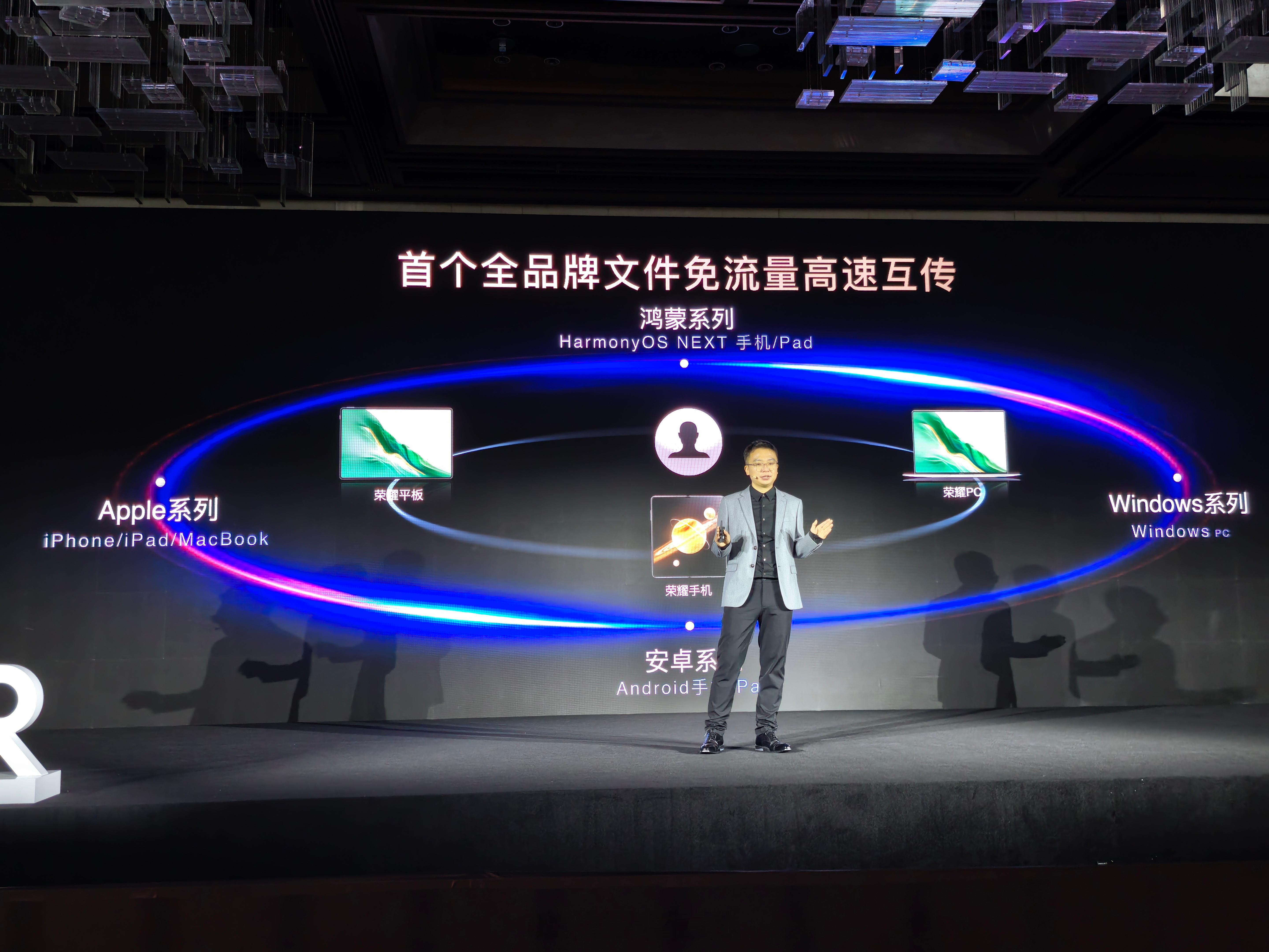 荣耀是目前市面上唯一一个打通了Android、HarmonyOS、iOS、ma