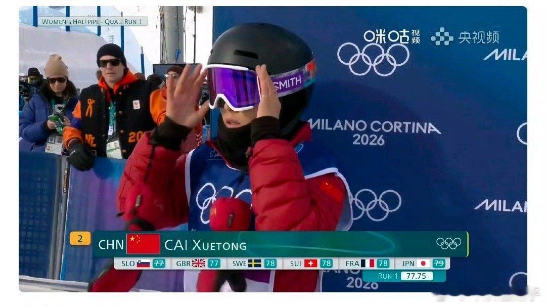 蔡雪桐第二滑83.00分蔡雪桐这第一滑真是惊艳，动作行云流水