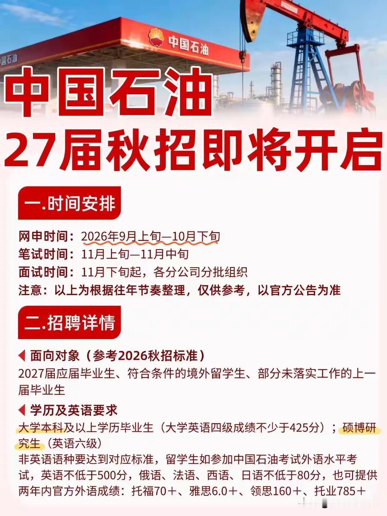 同学们，27届秋招中国石油作为央企里的硬核选手，每年都是大家挤破头想进的单位，这