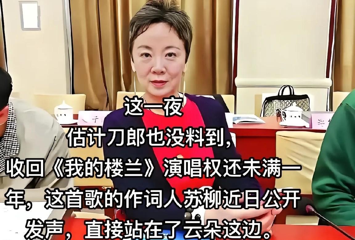 刀郎你听到了吗？《我的楼兰》词作者苏柳为云朵“打抱不平”了。苏柳“激动了”：