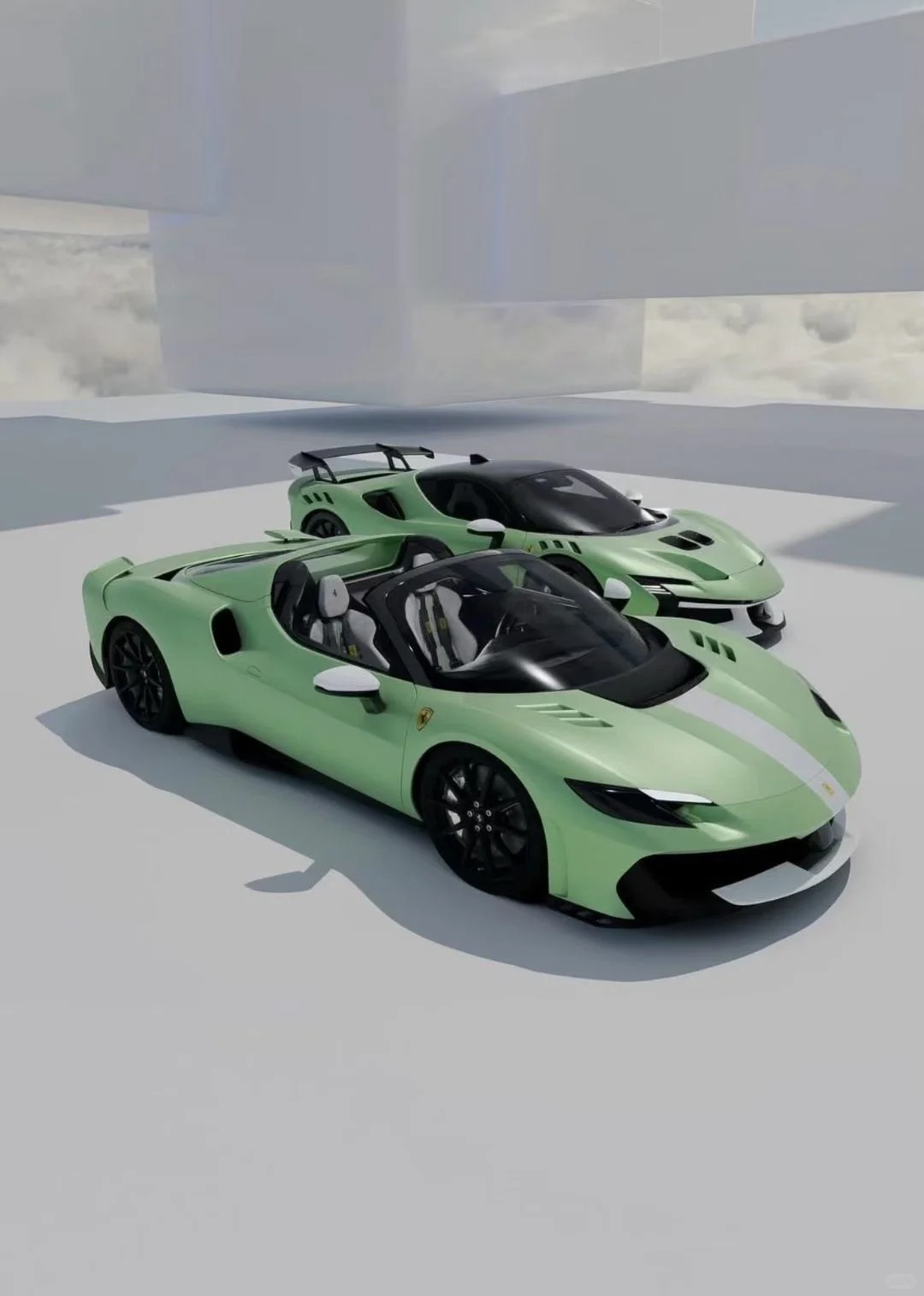 青苹果色的法拉利296SPA，带给你一天好心情~绝美车片