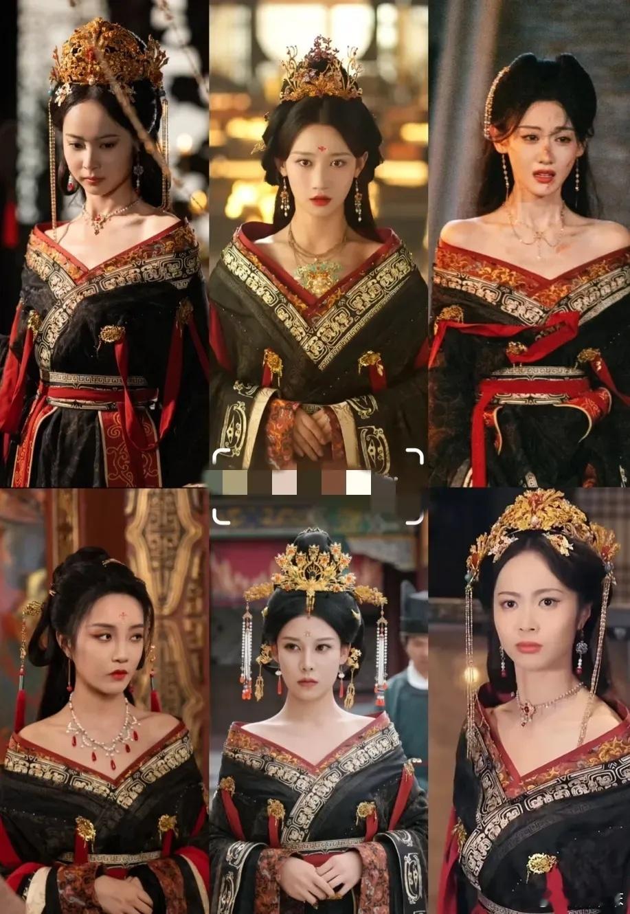 这套古装服饰是真紧俏，目测已经有六位女演员穿过了。说起来也有意思，看来看去，不