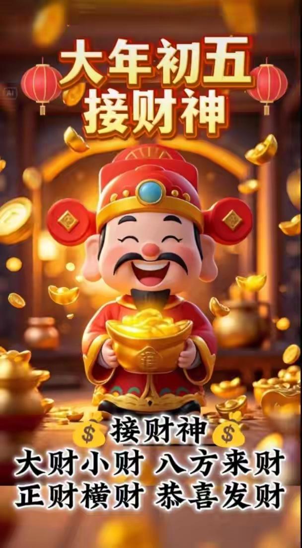 正月初五，五福临门，是迎财神的日子。怎么迎财神？以前的习俗是打扫好卫生，摆好供品