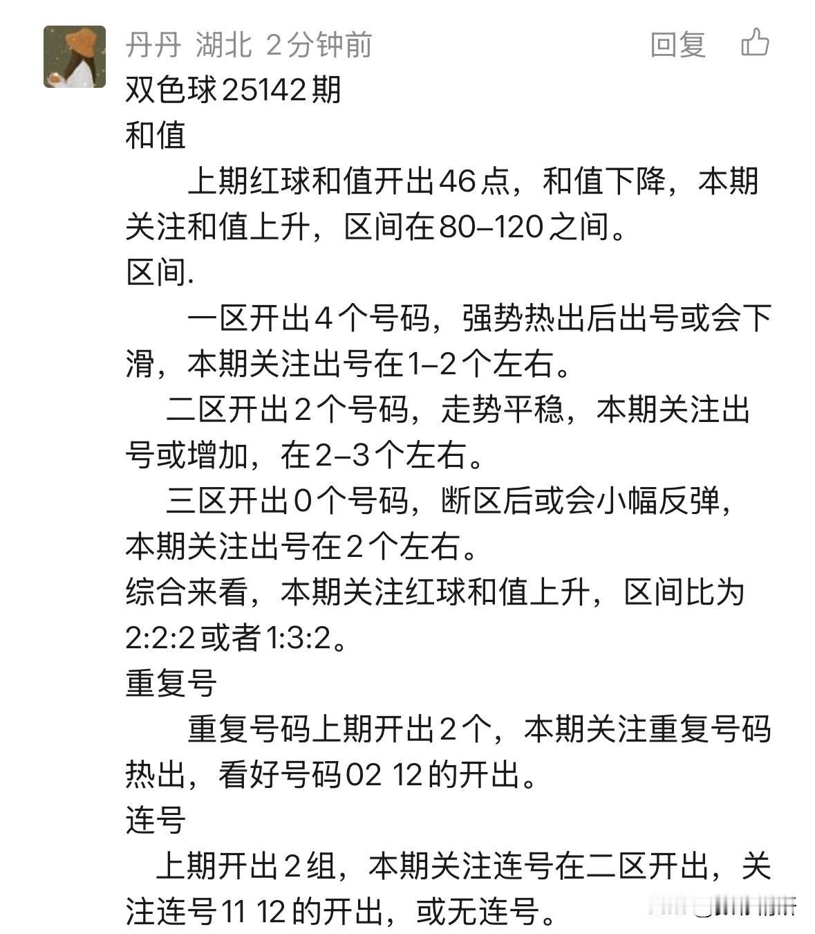 湖北辛丹丹双色球25142期预测精彩呈现。回望上期，红球15码命中4枚，蓝球4