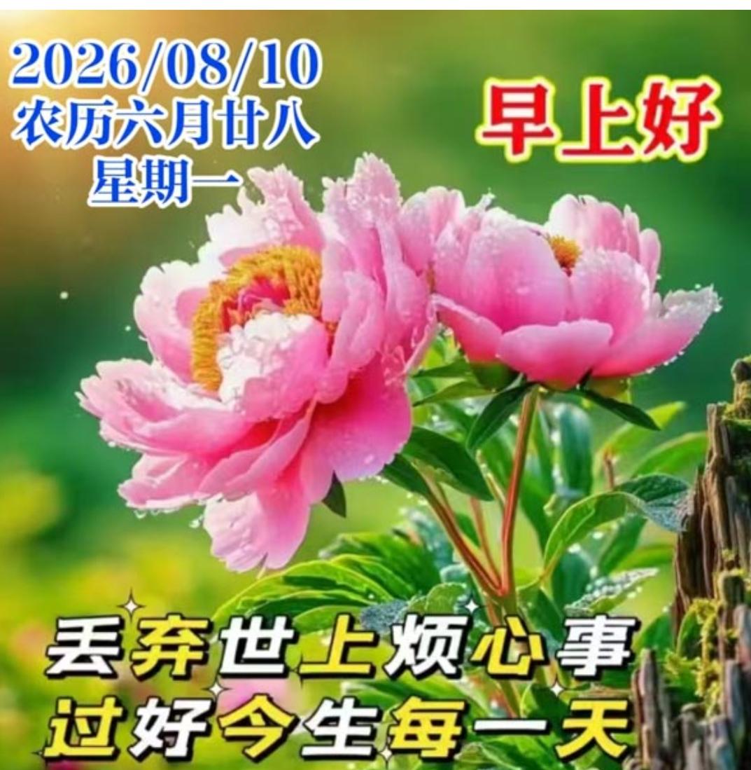 朝阳初上，清风徐来；人生如梦，岁月如流；得失随缘，心无挂碍；周一早安，祝福