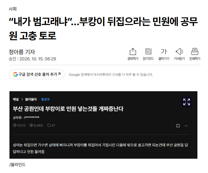 【韩国釜山公务员发帖吐槽不合理投诉：“让把北港亲水公园的鲨鱼翻个面拖走，我是虎鲸