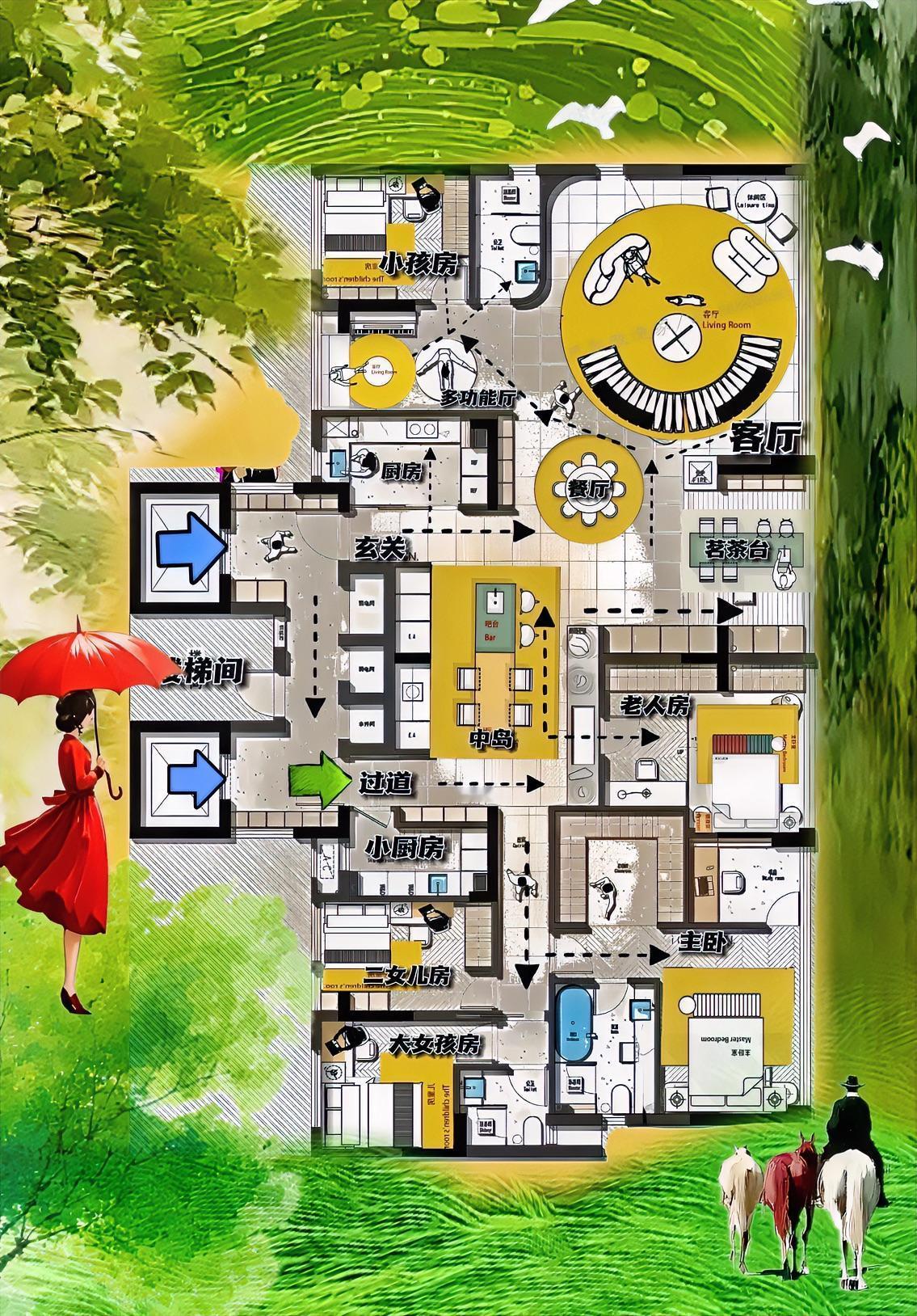 双拼，在斗法，布局有逻辑，305㎡，不仅靠一条大洄游翘嘴了，双门厅自带收纳之气，