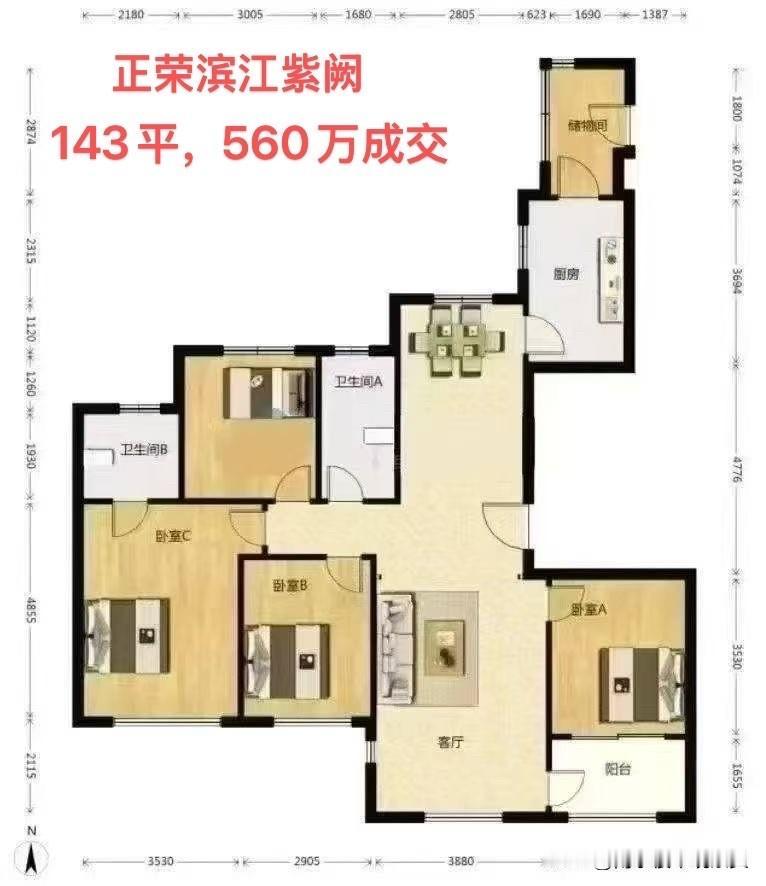 刚刷到正荣滨江紫阙的成交消息，整个人都懵了…25楼的143㎡户型，最新成交价5