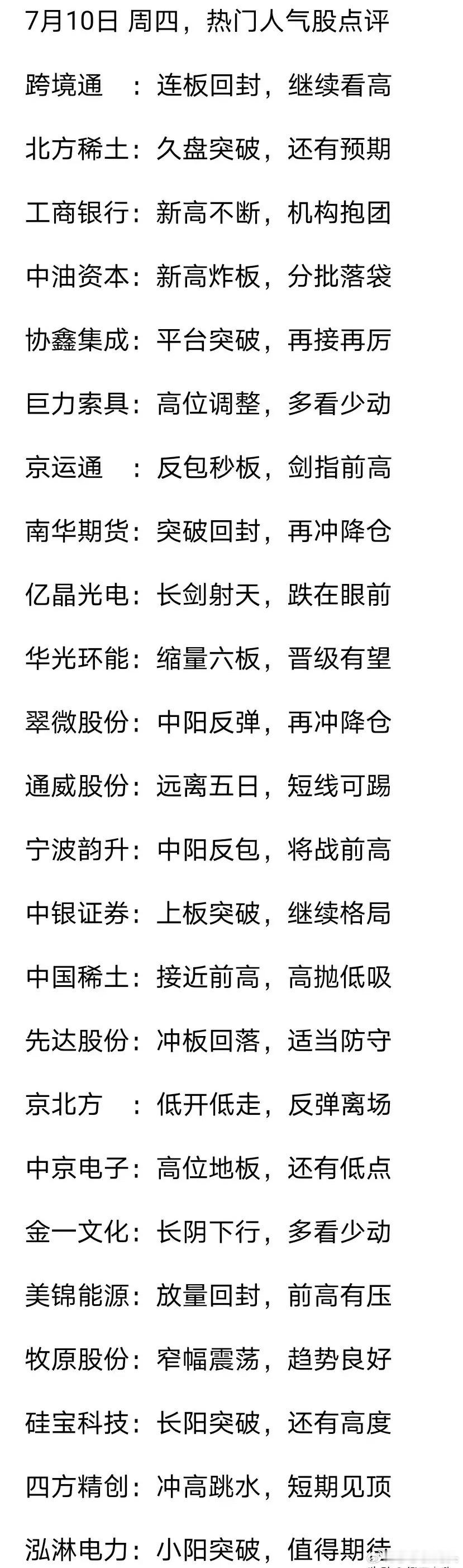7月10日周四这股市行情还挺有看头，不过个股涨少跌多，赚钱效应一般，量能略缩。人