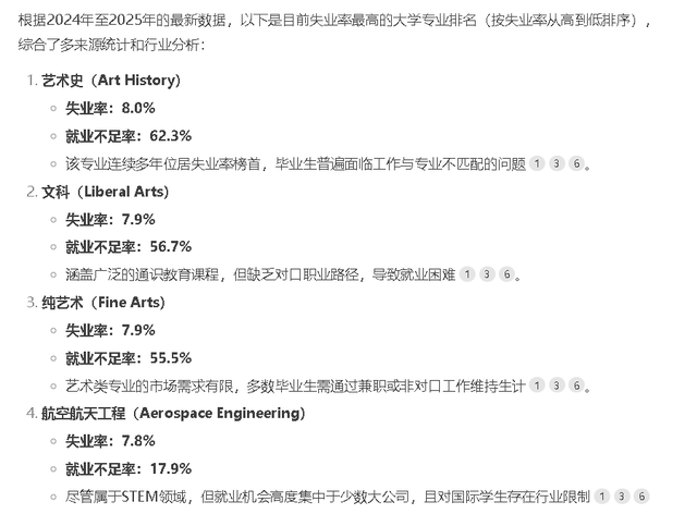 Deepseek总结:2024年到2025年,目前失业率最高的13个大学专业