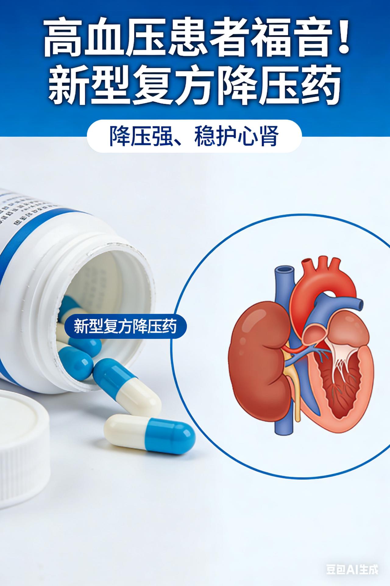 高血压患者福音！新型复方降压药，降压强、稳护心肾血压“克星”驾到！这款新型复