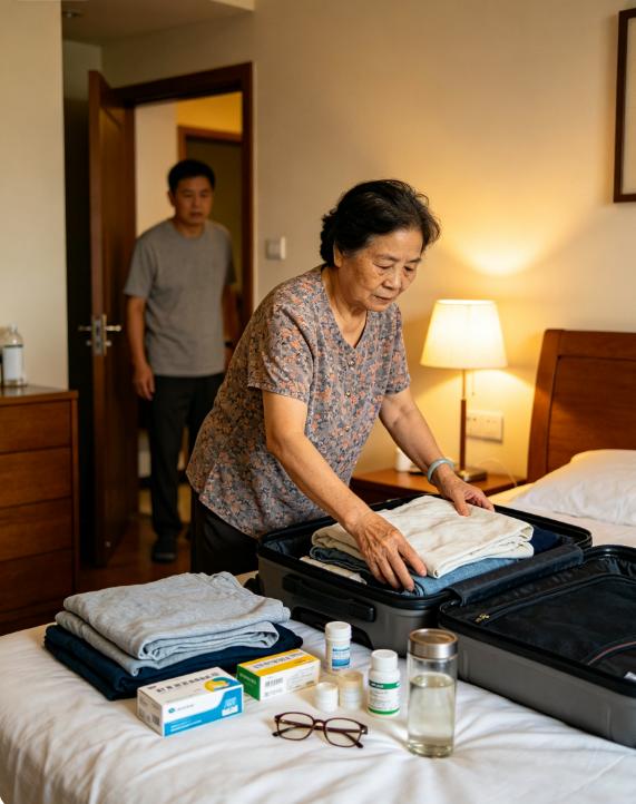 儿媳爸妈明天又来避暑，一住就是三个月。我今晚收拾了行李箱，打算趁他们进门之前，先