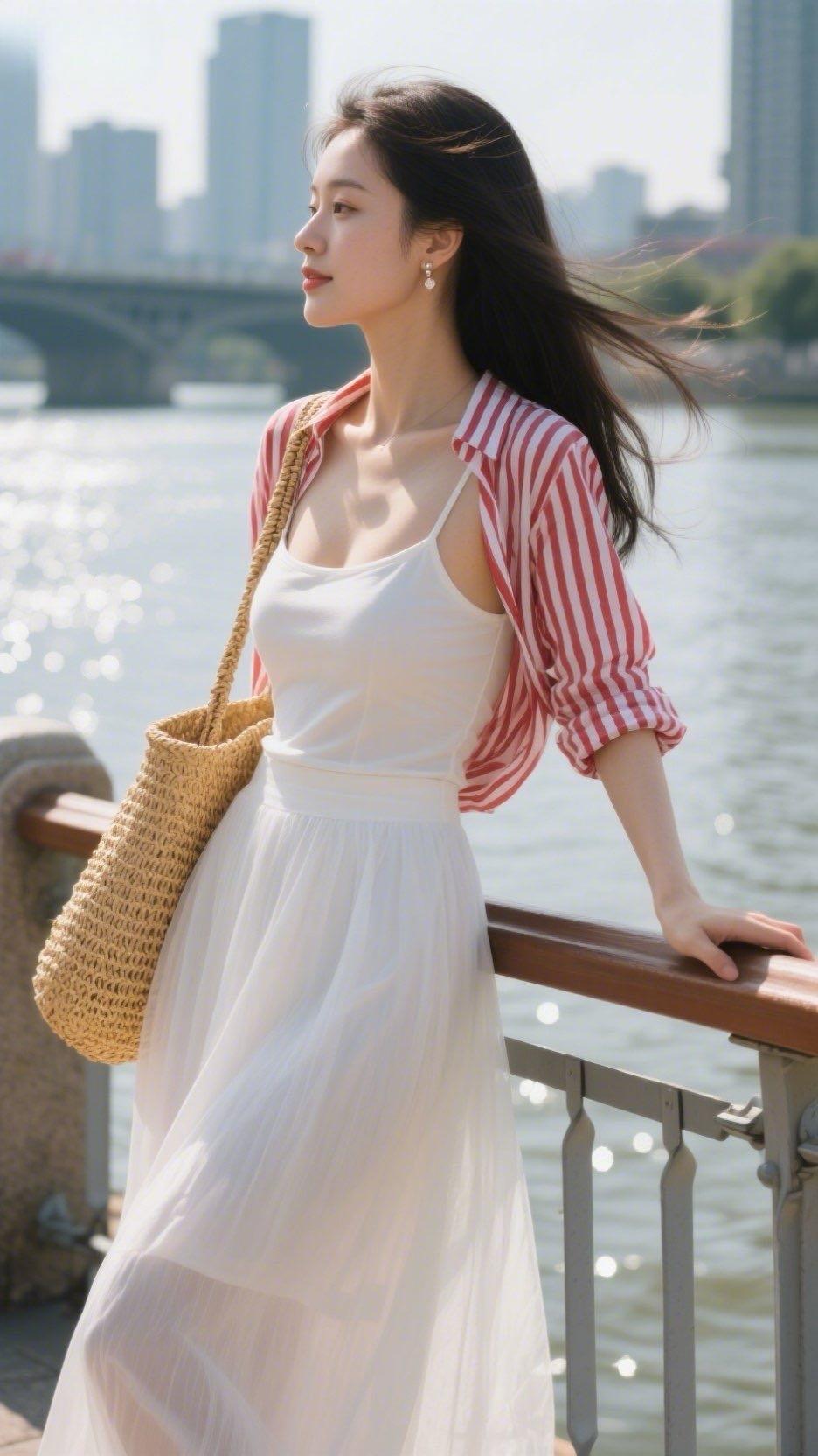 岸线苏晚靠在江边栏杆上时，江风正把她的白裙吹得猎猎作响。她今天穿了那条洗