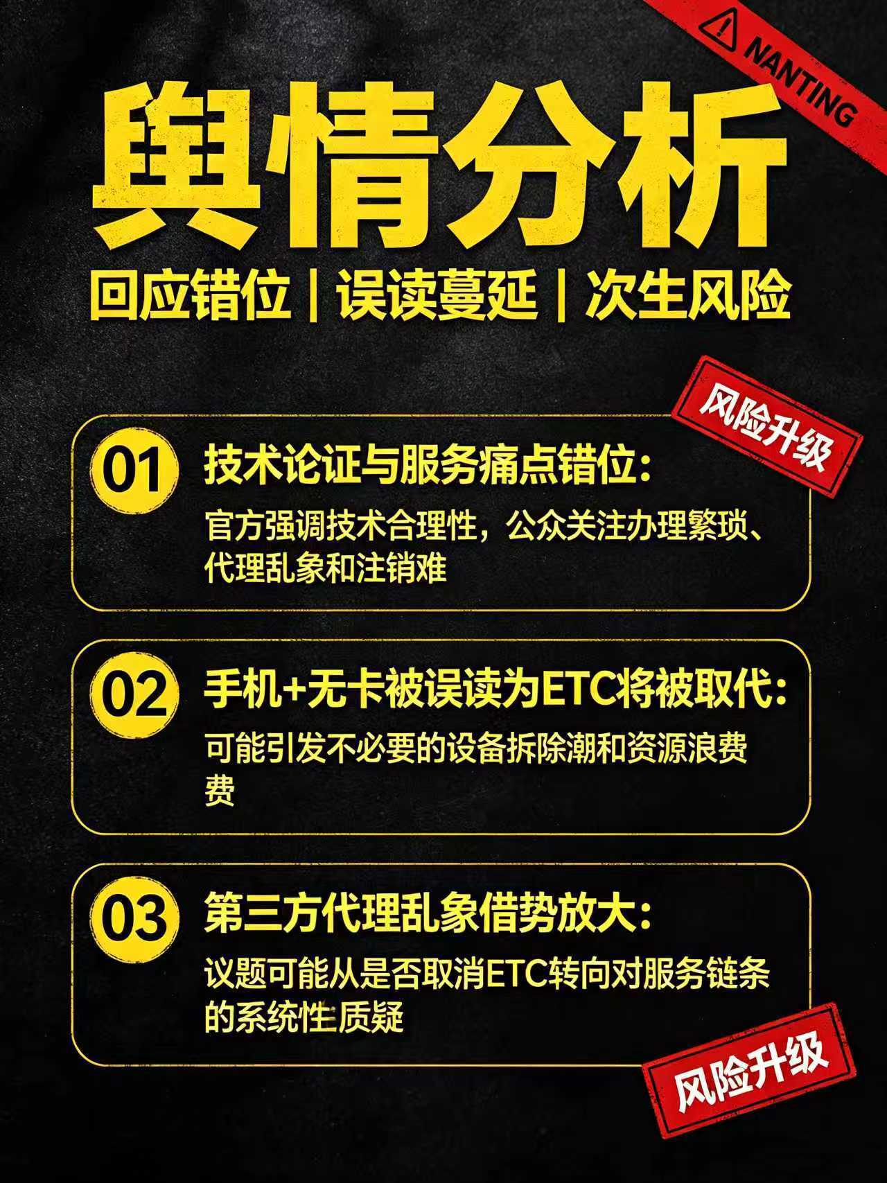 官方回应建议取消ETC设备使用1.​​ETC不取消​​，办不办完全自愿，不是强
