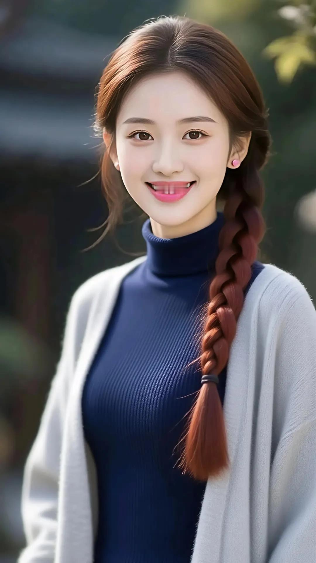 笑颜如花绽，玉人似画妍。