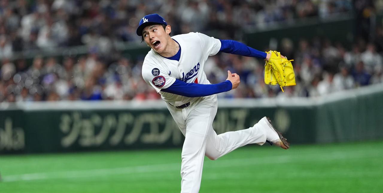 #棒球#2025年3月19日，在MLB东京系列赛中，洛杉矶道奇队的日本投手佐佐