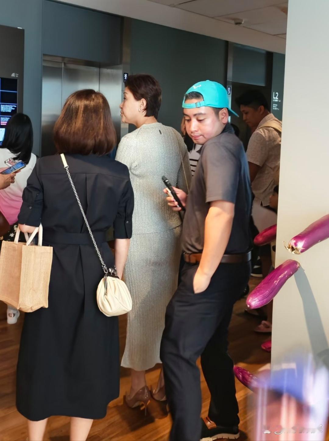 57岁杨澜在新加坡旅游被偶遇，她的打扮贵气十足，身材胖了不少，体态有点差，脖子前