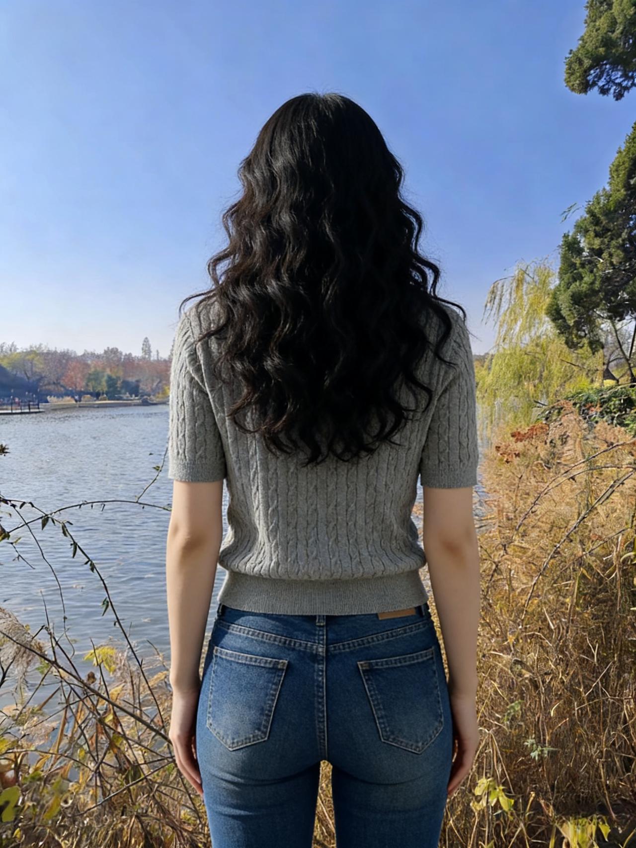 江水流过悠悠岁月却记不住你的样子风是唯一的读者翻阅着你发梢的波浪～影