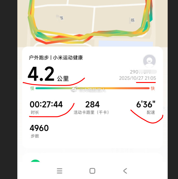 今晚的慢跑，耗时28分钟，跑了4公里，配速6分36，感觉还行[点赞][goo