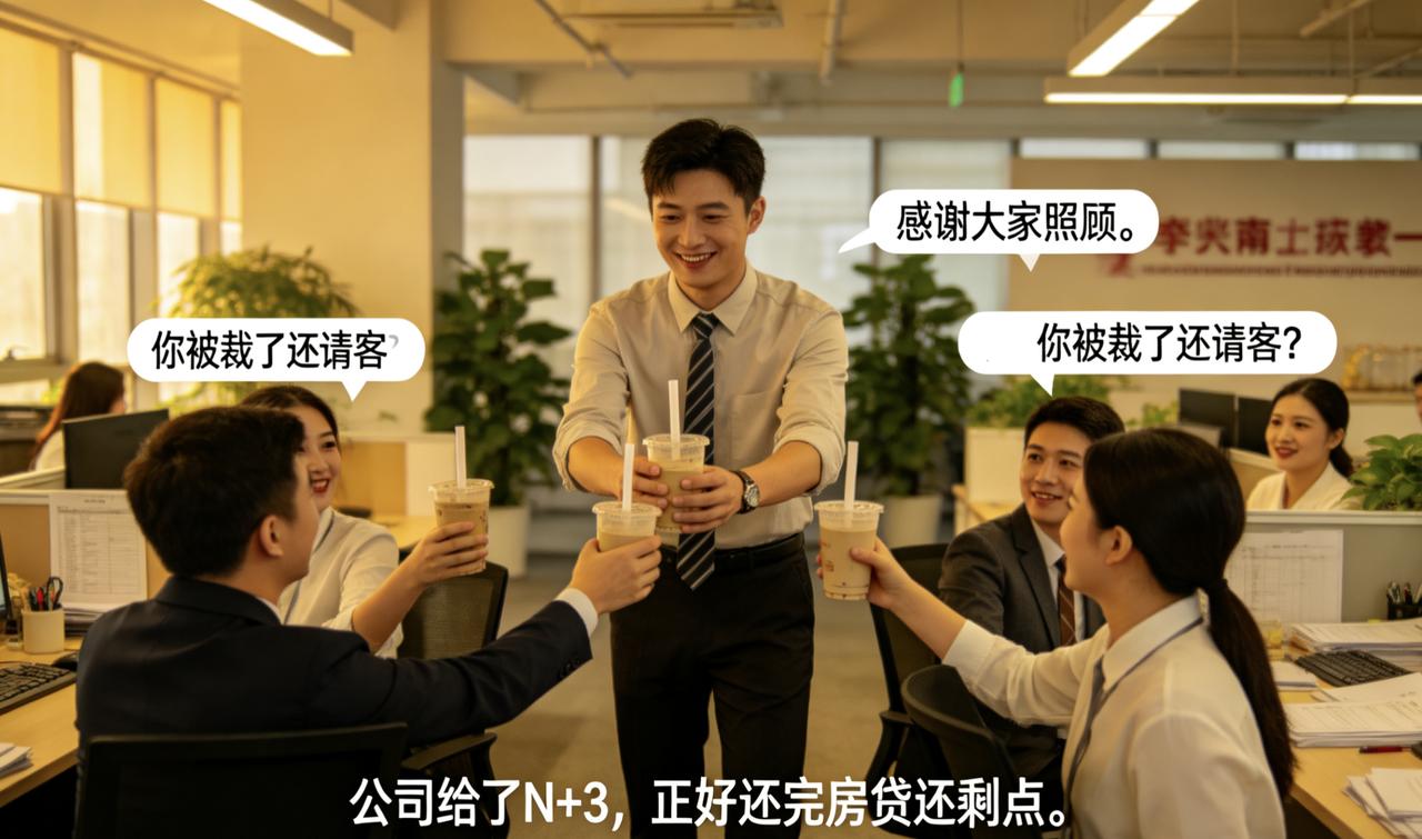 裁员名单公布那天，小杨请部门喝奶茶。“你被裁了还请客？”有人问。“感谢大家照