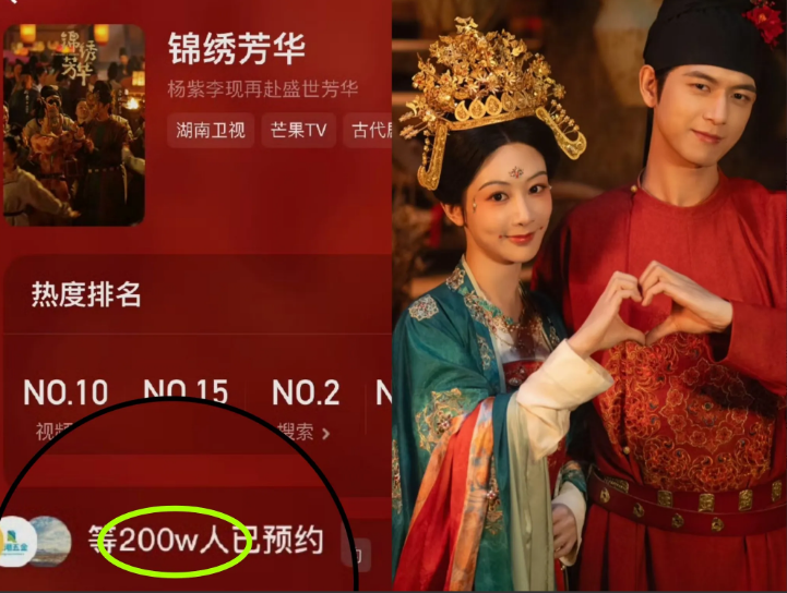 这就是杨紫李现的号召力嘛？！《国色芳华》第二部《锦绣芳华》预约破两百万人了，第