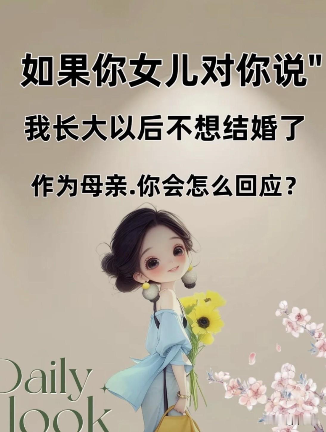 我会说，婚姻从来不是人生的必答题，幸福才是唯一的标准答案。不想结婚可以，但不能