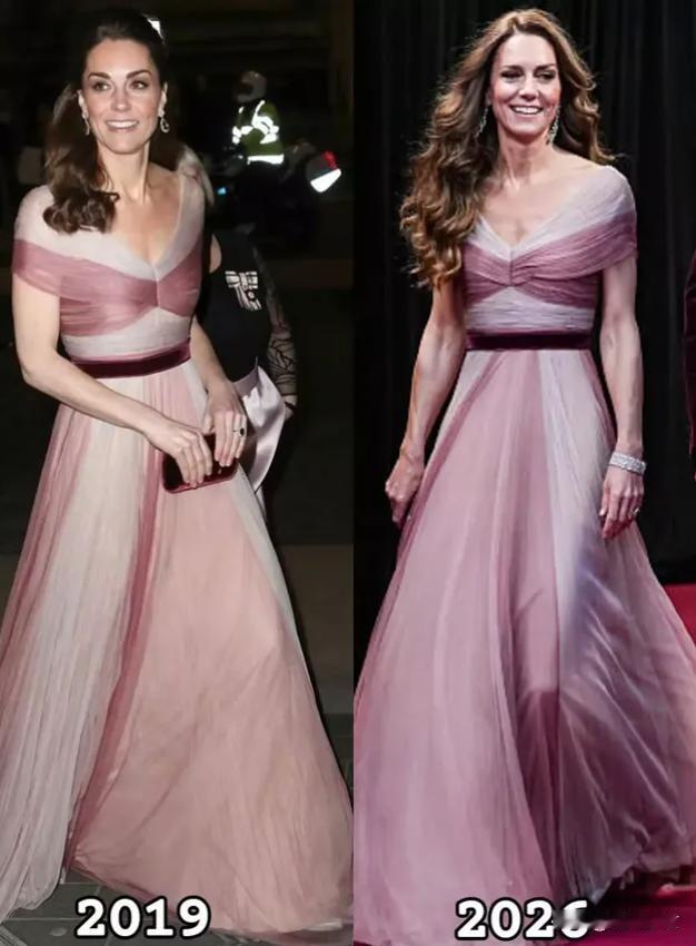 凯特身穿七年前的礼服，但是眼睛里却没光了。昨天，威廉王子和凯特王妃惊喜现身，合