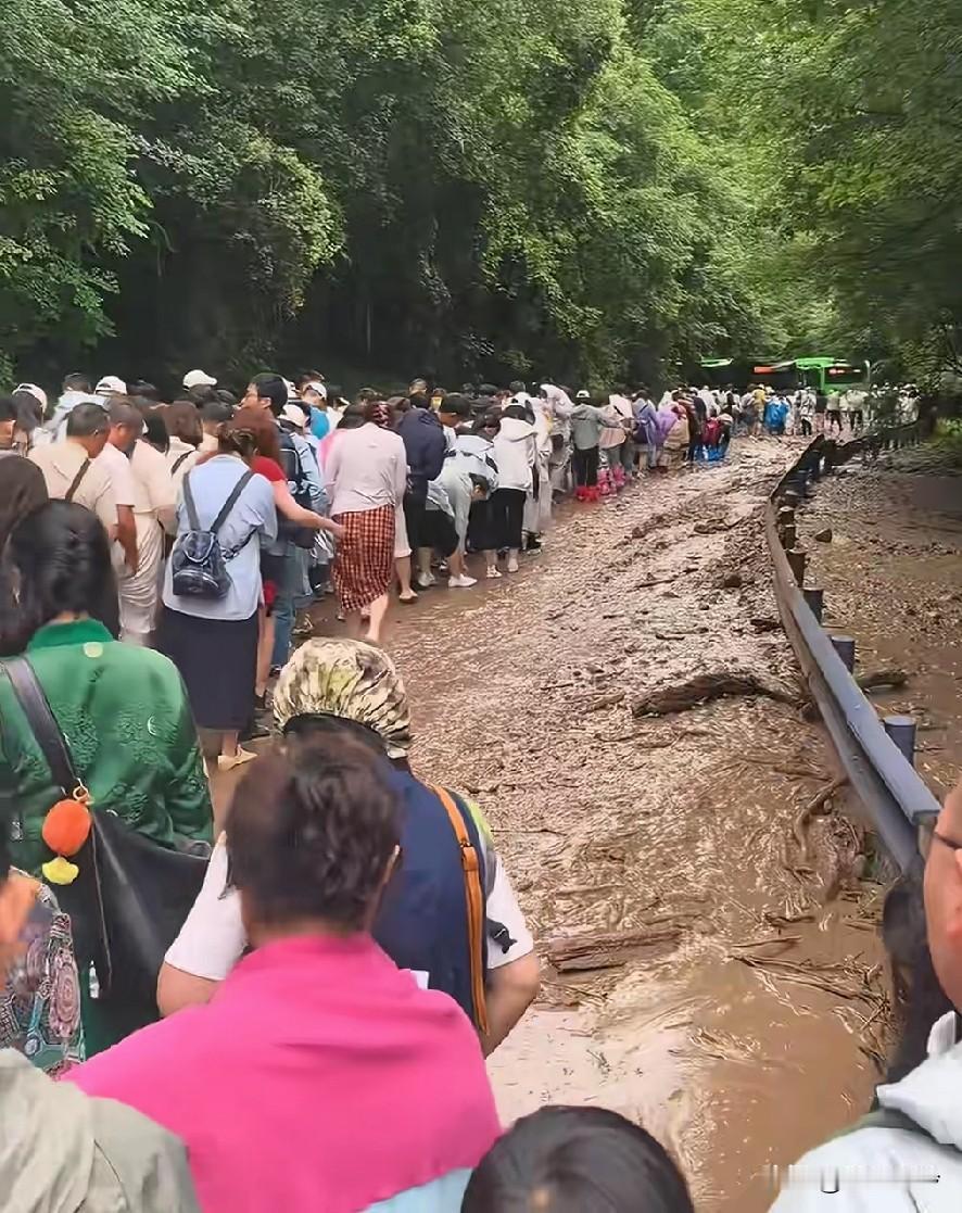 这是在旅游，还是在旅途？游玩的转眼成逃难的！九寨沟因短时强降雨引发泥石流，游