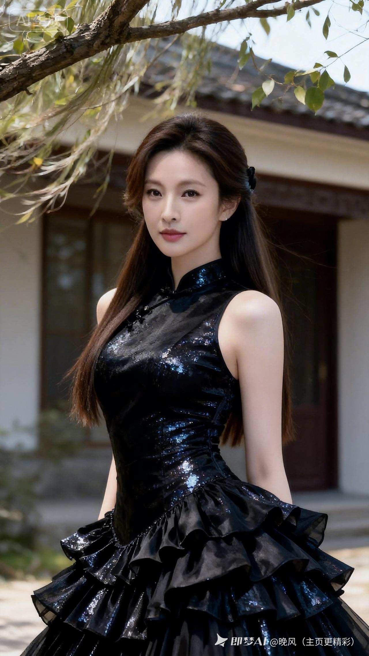 优雅黑裙，闪耀迷人，尽显东方魅力！