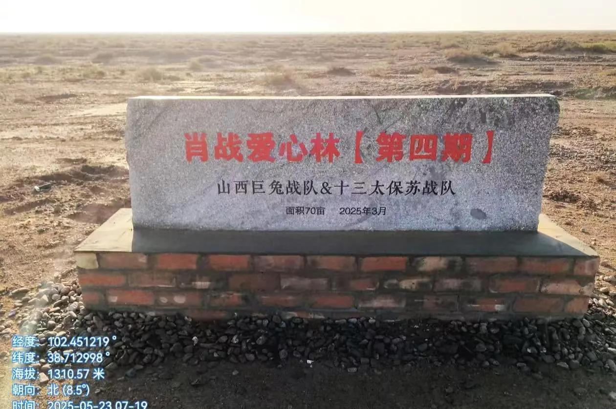 肖战粉丝小飞侠沙漠植树〖第四期〗公益石牌正式落地了。2025年3月植树节，肖战