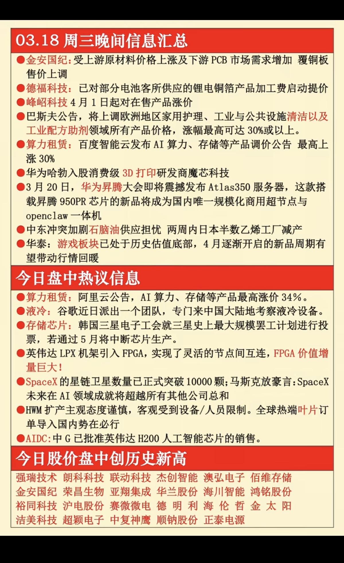 3.19周四财经热点信息汇总！1.覆铜板涨价，PCB2.锂电铜箔涨价
