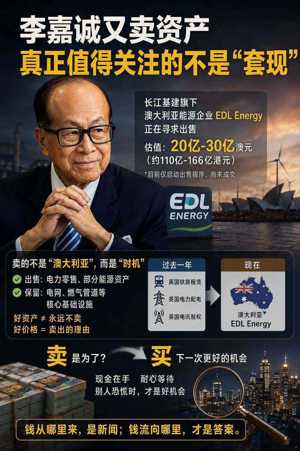 李嘉诚又要套现了李嘉诚家族处置海外资产套现很正常，主要是他为什么这时候卖……这次
