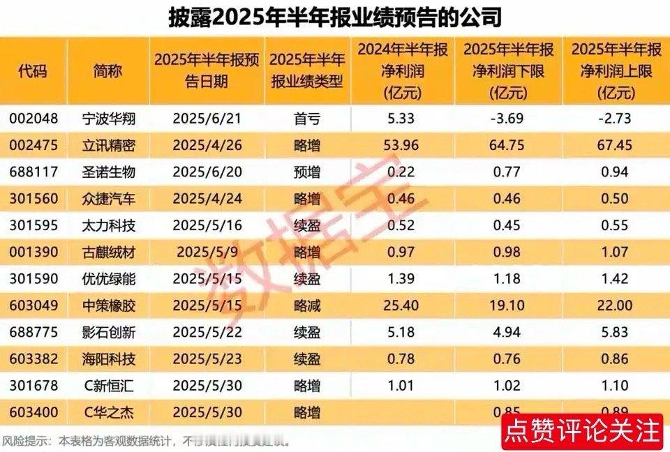 已披露2025年半年报业绩预告的上市公司，目前仅一家亏损，但该公司年报净利润暂时
