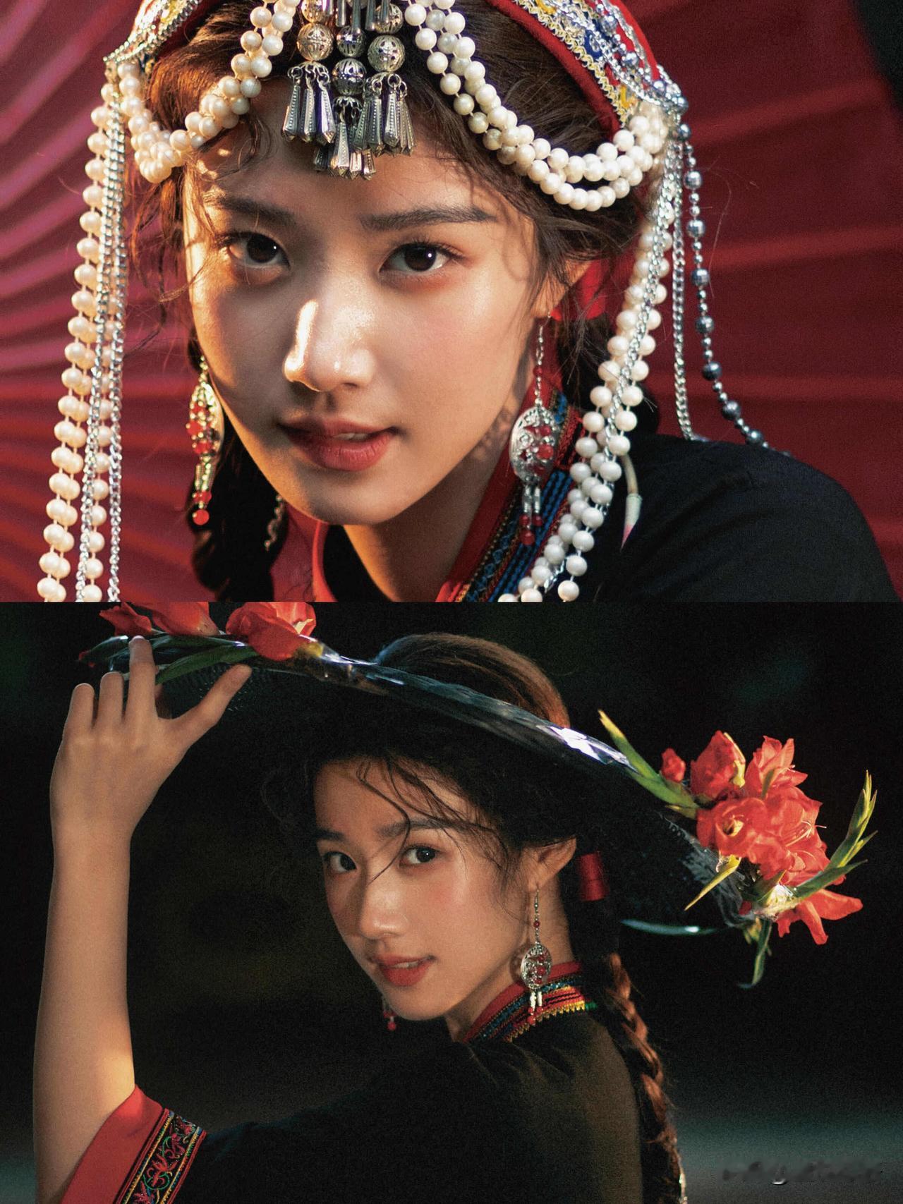 好喜欢这样的畲族服饰啊！卢昱晓的畲族服饰好有特色呀传统畲族银饰blingb