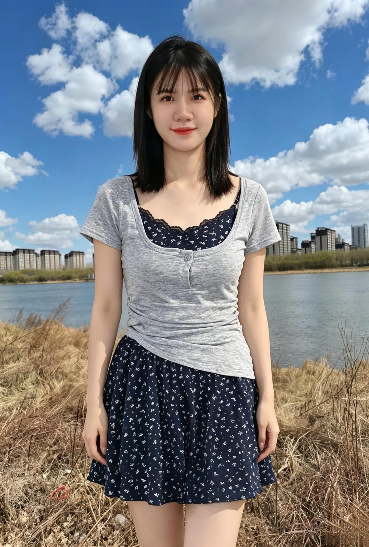 蓝天是最干净的画布在河水中饱蘸笔触写下春天最美诗～风停在你扬起的唇角所
