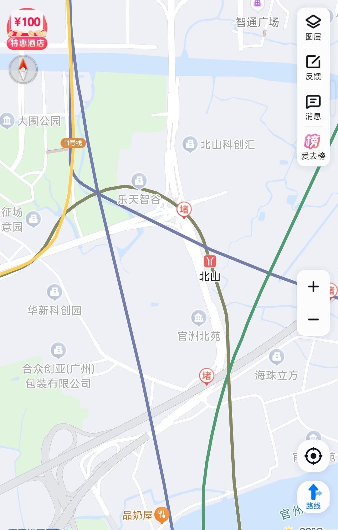 纵横交错的线路这里的线路纵横交错，却只有一个北山站。能看得出都有哪些线路吗？
